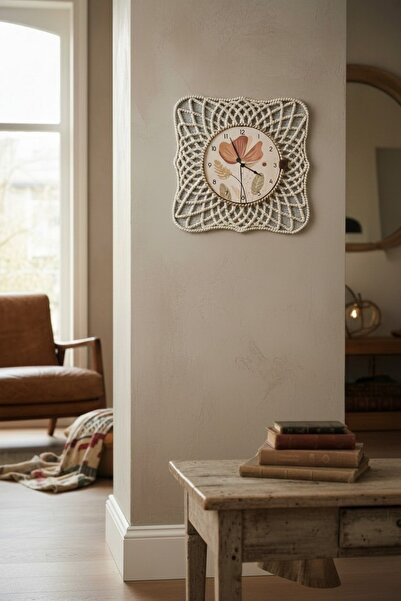 home inn Ceas de perete alb cu model floral 43 cm |   Ceas de perete decorati...
