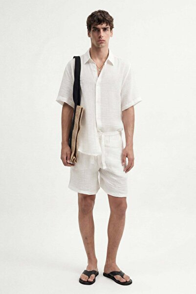 Antioch Ecru Wrinkled Look Men's Shirt
