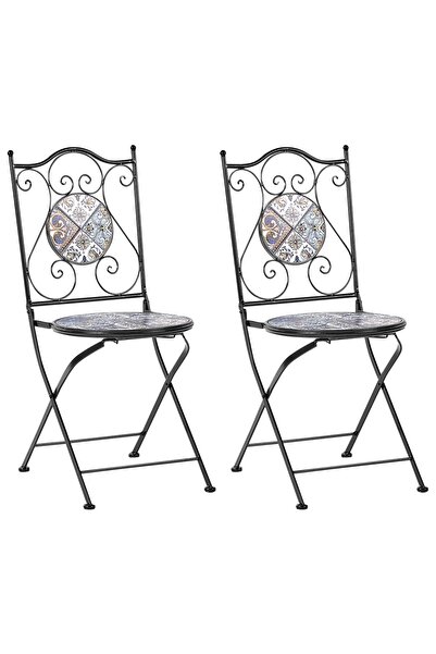 OEM Комплект от 2 градински стола Re-Bloom Civita, желязо/керамика, 40x45x90 ...