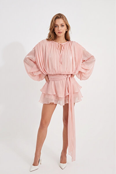 NEW JOURNAL Rochie de damă Powder Premium Trend din țesătură strălucitoare, c...