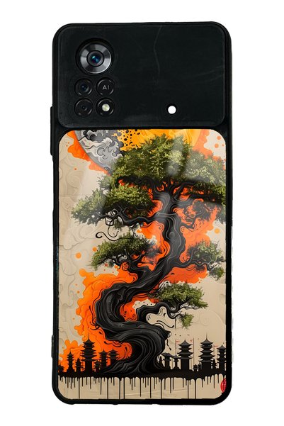 Spoyi Xiaomi Poco X4 Pro Glossy Phone Case with Pagoda Silhouette Design