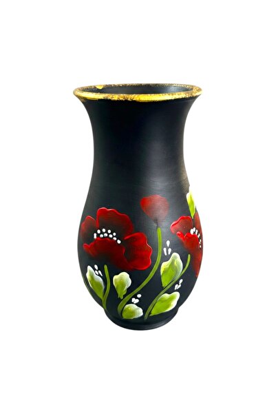 Ceramica Martinescu Vaza ceramica neagra 25 cm pictata manual - vaza flori cu...
