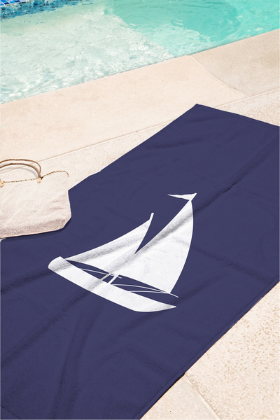 Evimde Bambaşka Prosop de plajă Sailing Marine bleumarin - Husă minimalistă d...
