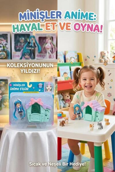 Tıfıl Toys Minişler Anime 4 Parça Işıklı Toplu Köpek Kulübeli Miyora Anime Kı...