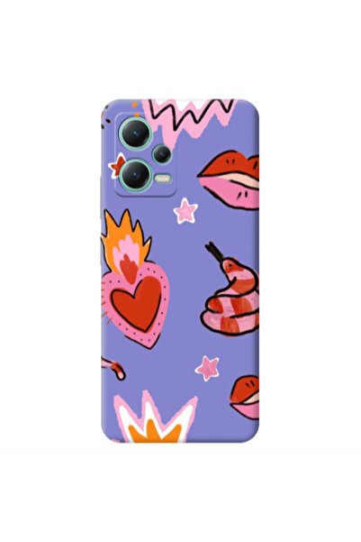 Other Xiaomi Redmi Note 12 Pro 5G Snake heart Purple Colored Silicone TPU Θήκη