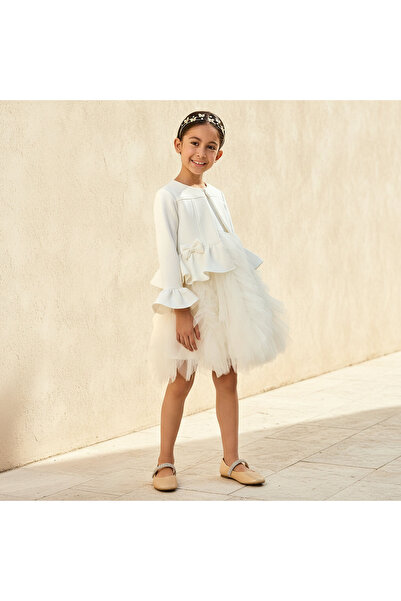 Juniors Round Neck Sleeveless Dress with Peplum Jacket