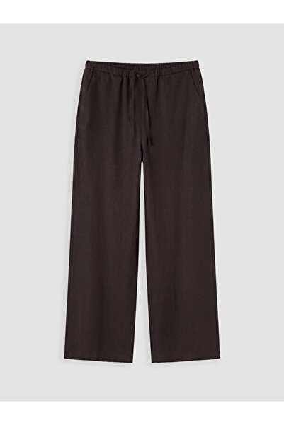 LC Waikiki Rmz Gi̇yi̇m Farkiyla Women's Linen Blend Trousers with Waist Cord