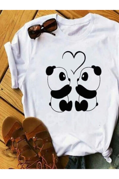 COZYWEAR تي شيرت كبير الحجم مطبوع عليه باندا لطيف