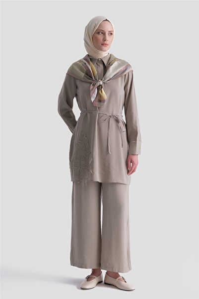 Armine Lace Detailed Tunic Set Mink