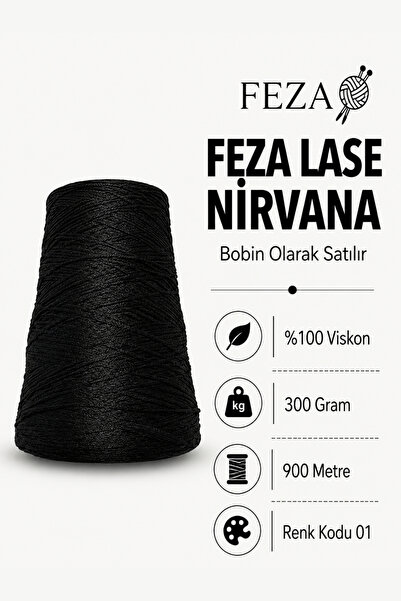Feza Lase Nirvana %100 Viskon Bobin Örgü İpi 300 gr 900 Metre - El Örgüsü, Ça...