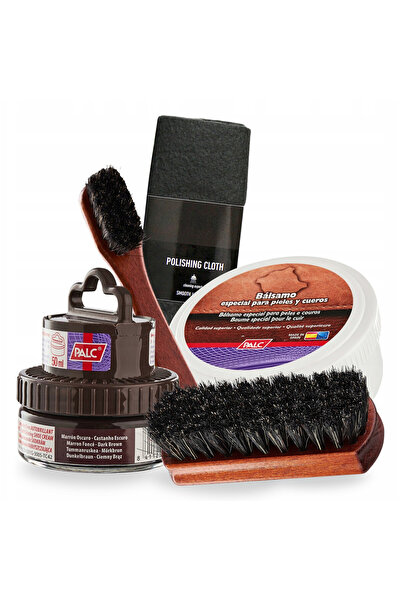 Palc Set de ingrijire a incaltamintei, varf, 5 in 1, maro inchis, pasta crema...