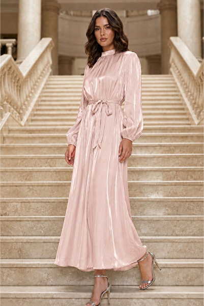benguen Balloon Sleeve Evening Dress A35148-Pr Powder