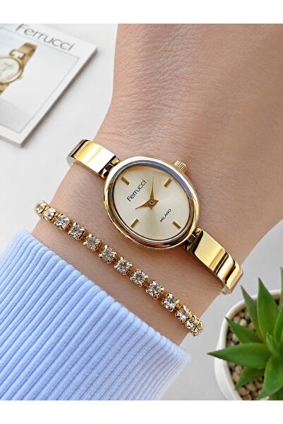 Ferrucci Small Vintage Case Steel Cord 2 Years Guarantee 3 Atm Women Wrist Wa...