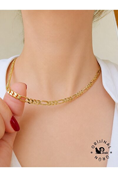 POKAK XUPING JEWELRY 14K FİGARO MODEL ZİNCİR KOLYE - 3 mm-