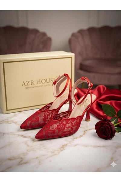AZR New Season New Model High-Heeled Shoes with Lace Embroidery