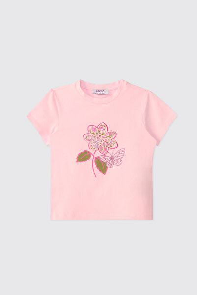 Panço Liberty Fabric Baby Girl Pink Short Sleeve T-Shirt