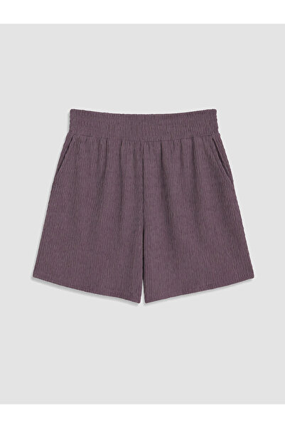 LC Waikiki Lilac Elastic Waist Textured Women's Shorts