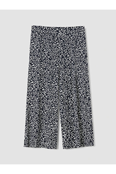 LC Waikiki Navy Blue Patterned Women's Capri with Elastic Waist