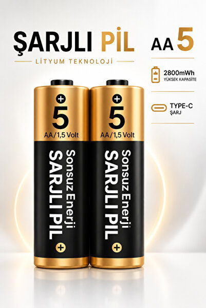 RAYLAX Şarjlı AA Pil 2800mWh 1.5V FP28 Type-C Lithium-ion Rechargeable Batter...