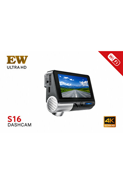EW S16 Smart Dash Cam 4K+1080P Dual Lens Wifi Connection Ultra Night Vision 2...