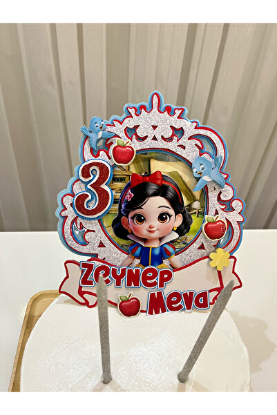 Partylic Pamuk Prenses Temalı Kişiye Özel Premium 3D Cake Topper Pasta Süsü