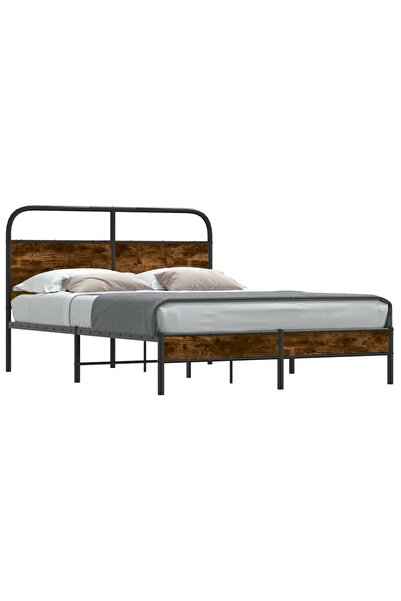 vidaxl Cadru pat fără saltea stejar fumuriu 140x200 cm lemn prelucrat