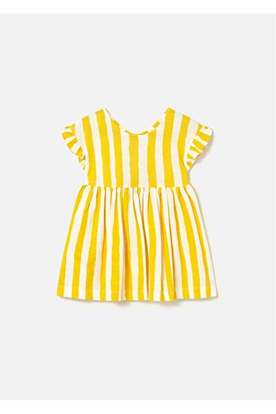 MAYORAL Baby Girl Striped Dress with Back Detail Yellow 1925
