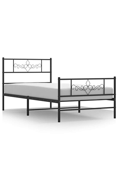 vidaxl Cadru pat metalic cu tăblii de cap/picioare, negru, 75x190 cm