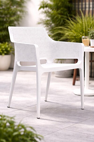 Alezy Loop Plastik Bahçe Balkon Sandalye Koltuk Beyaz