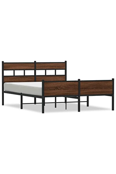 vidaxl Cadru pat fără saltea, stejar maro, 137x190 cm, lemn prelucrat