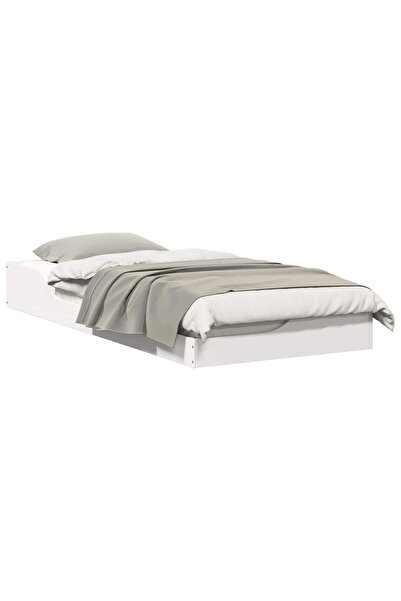 vidaxl Cadru de pat Alb 100 x 200 cm Lemn de pin masiv
