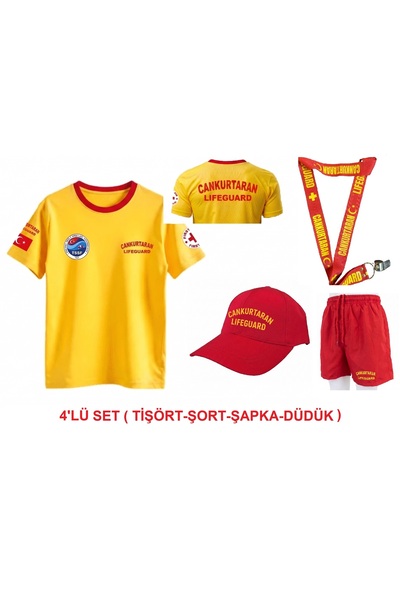 MARTEN Set1 Cankurtaran Lifeguard Logo 4-Piece Set 100% Cotton (T-Shirt-Short...