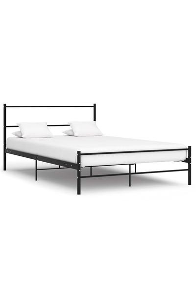vidaxl Cadru de pat cu tăblie fără saltea, negru, 140x200 cm, metal