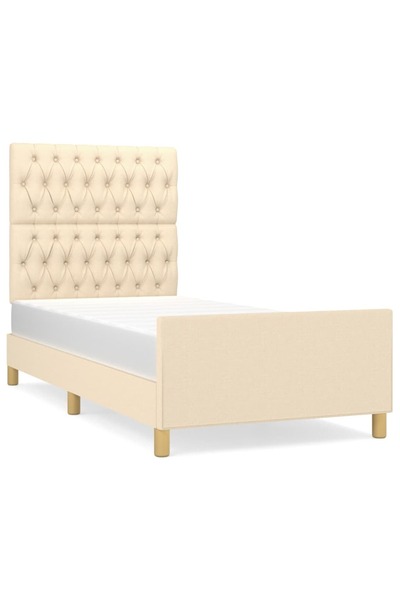 vidaxl Cadru de pat fără saltea cremă 90x200 cm țesătură