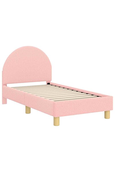 vidaxl Cadru de pat pentru copii cu spătar Roz 70 x 140 cm Bouclé