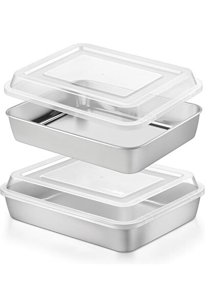 The Bros Baking Pan with Lid, 7 x 9 Inch Stainless Steel Nonstick Deep Pan,