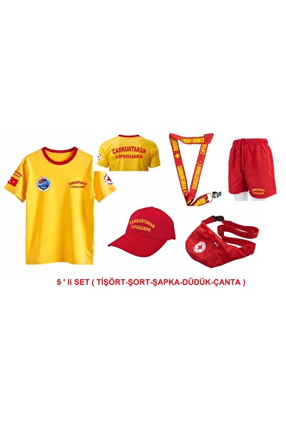 MARTEN Set4 Cankurtaran Lifeguard Logo Set of 5 Pieces Breathable Cotton Fabr...