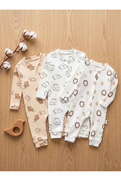 Noone 3-Piece Baby Long Romper Set |   Baby Girl |   100% Cotton Rib |   Soft...