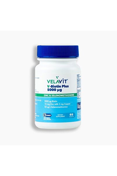 Velavit V-Biotin Plus 5000 μg - Biotin, Selenyum, Çinko ve Bakır içeren Takvi...