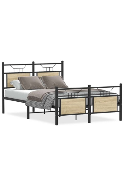 vidaxl Cadru pat fără saltea stejar sonoma 120x190 cm, lemn prelucrat