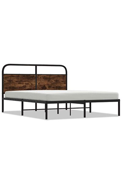 vidaxl Cadru pat fără saltea stejar fumuriu 150x200 cm lemn prelucrat