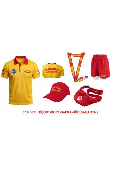 MARTEN Set6 Cankurtaran Lifeguard Logo 5-Piece Set Polo Collar Kappa Dry Touc...
