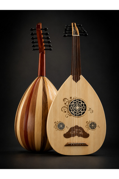 alkaraz music Half-Lux Musical Oud with Case and 2 Playing Feather