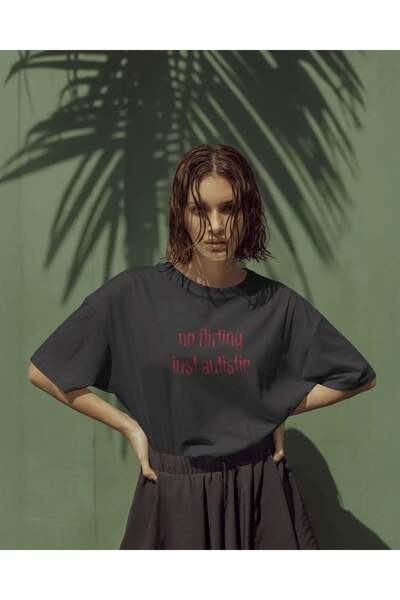 buzagi tasarım ürünleri No Flirting Unisex Oversize Black T-Shirt