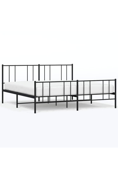 vidaxl Cadru pat metalic cu tăblii de cap/picioare, negru, 183x213 cm