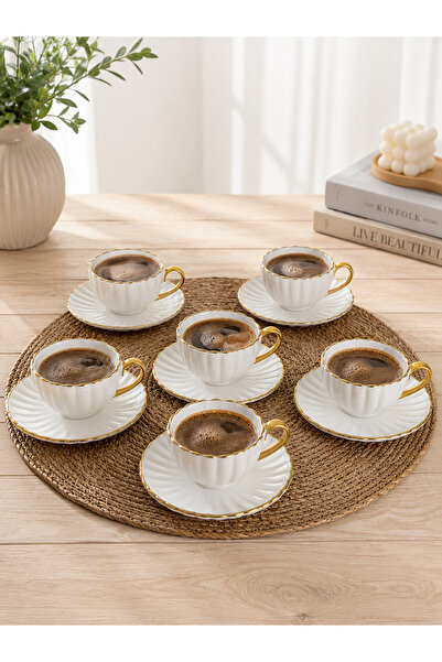 Yumuk Shop Elissa 6-Person Gold Detailed Luxury Coffee Cup Set 90 ml