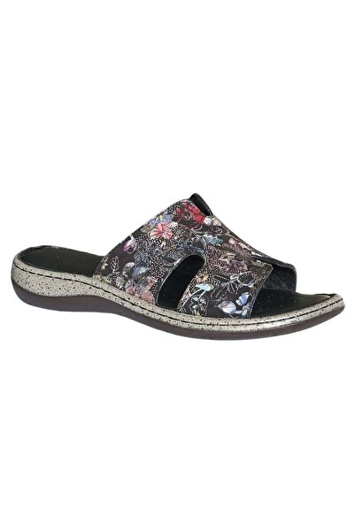 CEX 26Y Nbl14 Black Women's Genuine Leather Daily Slippers