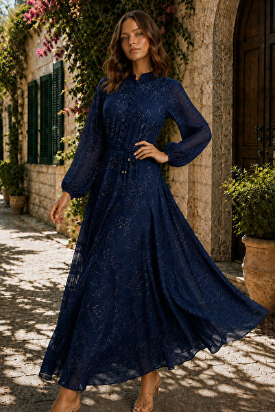 benguen Emprime Buttoned Hijab Dress A3001 Navy Blue