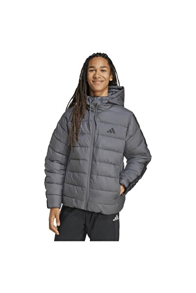 adidas Geacă cu glugă pentru bărbați, cu puf sintetic, Climawarm, cu 3 dungi, XL