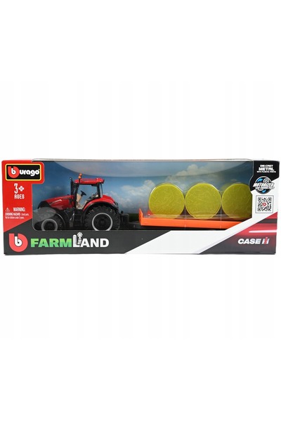 Bburago Junior Tractor cu remorcă Case IH OPTUM 300 CVX Mașină agricolă BBURAGO